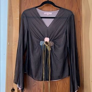 Elegant black sheer/pink lined top